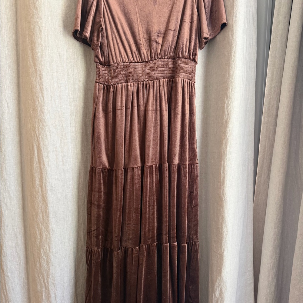 Baltic Born Copper Brown Velvet Maxi Dress - Picture 3 of 3